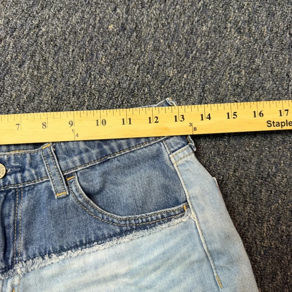 Gap Kids Girls 16 Low Stride Short Two Tone Colorblock Denim Raw Hem Blue 160cm